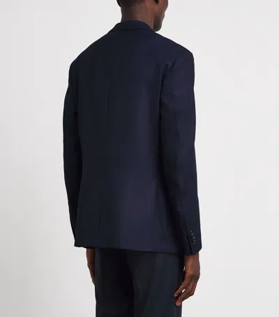 Corneliani Virgin Wool-silk Unlined Whisper Blazer In Blue
