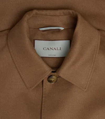 Canali Stretch-wool Chore Overshirt In Brown