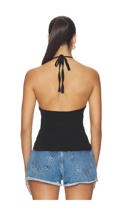 Re/done Sylvie Ribbed Halter Tank Top In 黑色