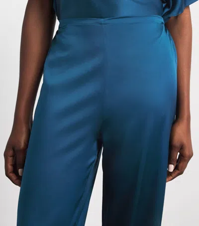 Staud Silk Stroll Trousers In Blue