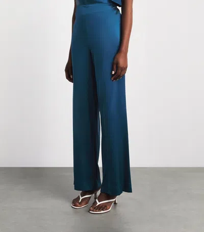 Staud Silk Stroll Trousers In Blue