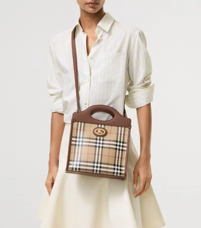 Burberry Coated Canvas Mini Pocket Handbag 24cm X 29cm In Brown