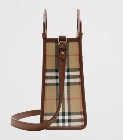 Burberry Coated Canvas Mini Pocket Handbag 24cm X 29cm In Brown