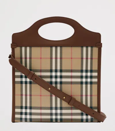 Burberry Coated Canvas Mini Pocket Handbag 24cm X 29cm In Brown