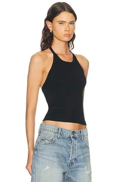 Re/done Sylvie Ribbed Halter Tank Top In Black