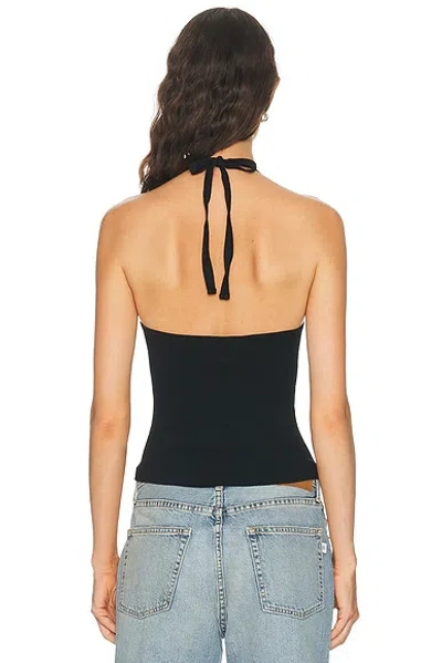 Re/done Sylvie Ribbed Halter Tank Top In Black