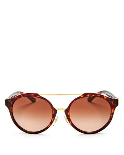 Tory Burch Gradient Round Double-bridge Sunglasses, Brown Havana In Tortoise/gold/dark Brown Gradient