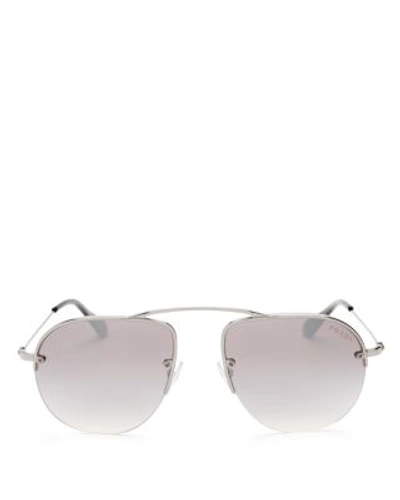 Prada Mirrored Aviator Sunglasses, 57mm In Gunmetal/gradient Grey Mirror