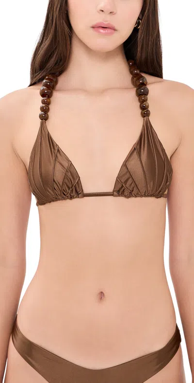 Devon Windsor Leni Bikini Top In Brown