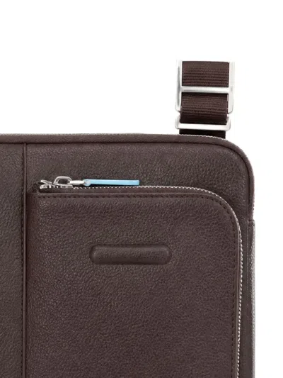 Piquadro 블루 스퀘어 레더 노트북 백 In Brown