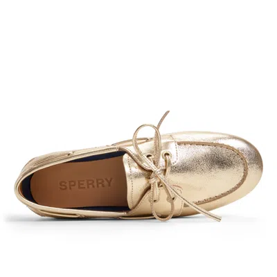 Sperry Slim Boat Shoe In Gold