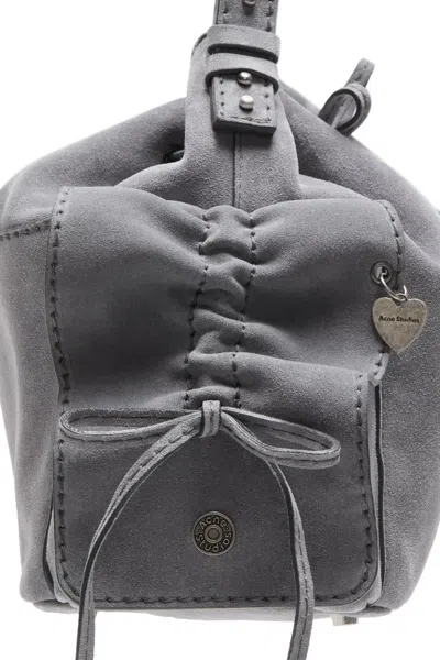 Acne Studios Multipocket Suede Bucket Bag In Gray