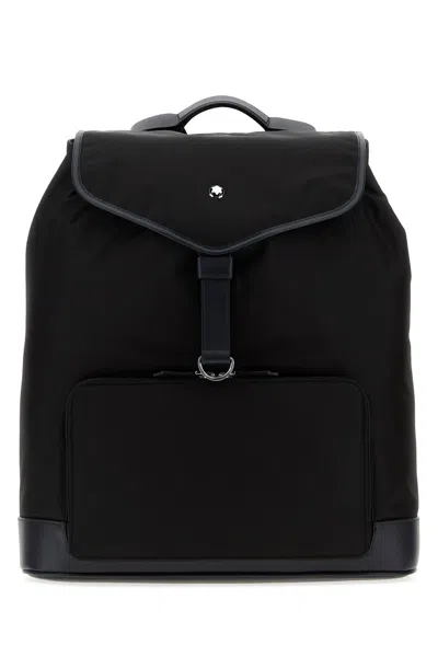 Montblanc Canvas Backpack Adjustable Straps Versatile Use In Black