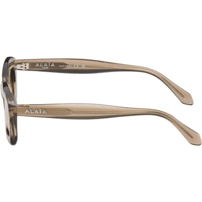 Alaïa Brown Rectangular Sunglasses In Brown-brown-brown