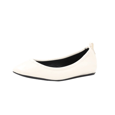 Shop Lanvin Iconic Patent Ballerina In Ivory