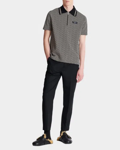 Balmain Men Labyrinth Polo Shirt With Jacquard Effect In Multi