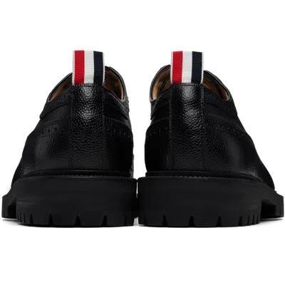 Thom Browne Longwing Pebble-grain Leather Brogues In Black