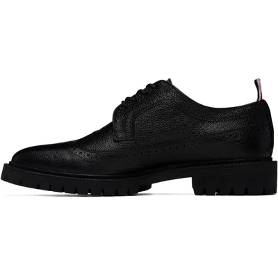 Thom Browne Longwing Pebble-grain Leather Brogues In Black
