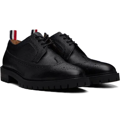 Thom Browne Longwing Pebble-grain Leather Brogues In Black