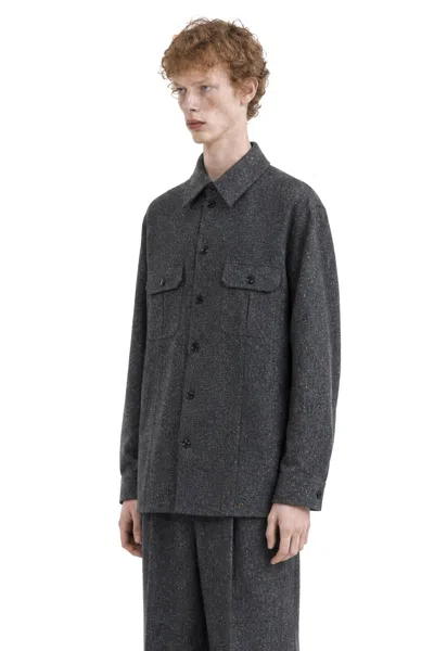 Valentino Vlogo Wool And Silk-blend Overshirt In Grey
