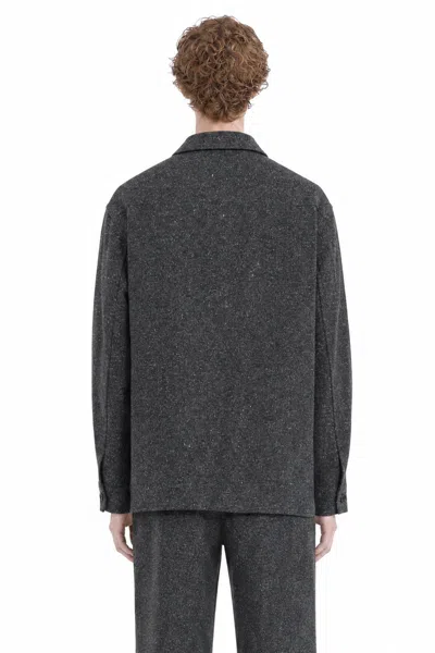 Valentino Vlogo Wool And Silk-blend Overshirt In Grey