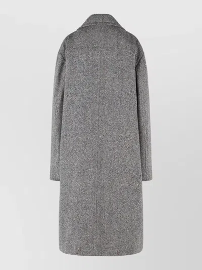 Dries Van Noten Double-breasted Grey Wool Coat With Multicolored Check Pattern In Gray