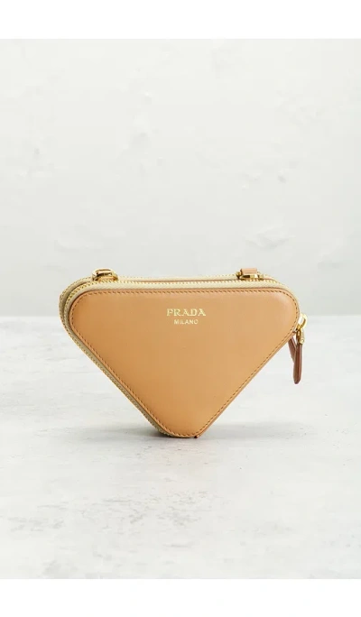 Fwrd Renew Prada Raffia Mini Triangle Shoulder Bag In Neutral