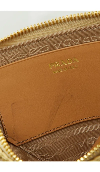 Fwrd Renew Prada Raffia Mini Triangle Shoulder Bag In Neutral