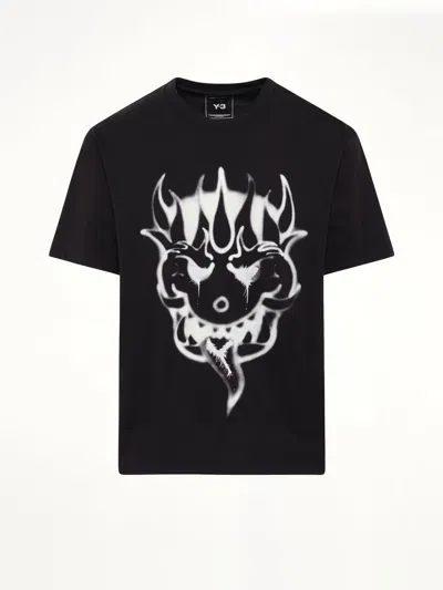 Y-3 Cotton Crew Neck Graphic Print T-shirt In Black