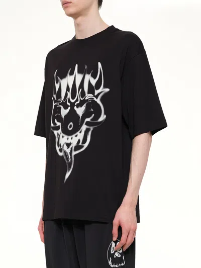 Y-3 Cotton Crew Neck Graphic Print T-shirt In Black