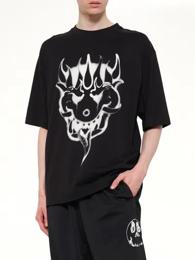 Y-3 Cotton Crew Neck Graphic Print T-shirt In Black