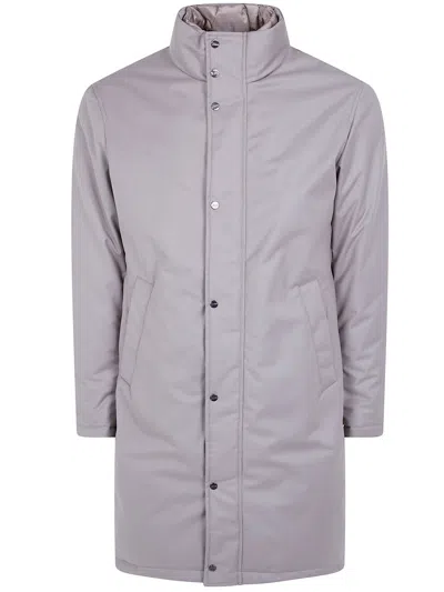 Herno High-neck Press-stud Jacket In Gray
