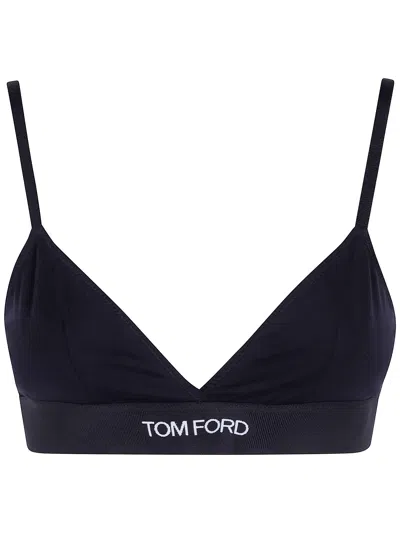 Tom Ford Modal Bra Adjustable Straps Triangle Cups In Black