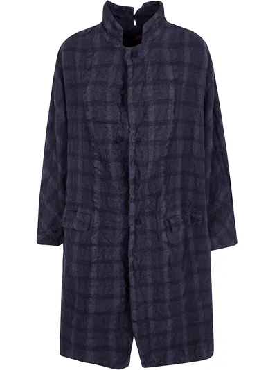 Daniela Gregis Check-pattern Single-breasted Coat In Blue