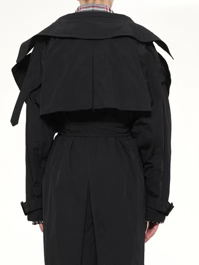 Juunj Belted Oversized-collar Coat In Black