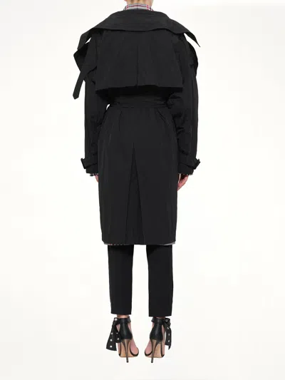 Juunj Belted Oversized-collar Coat In Black