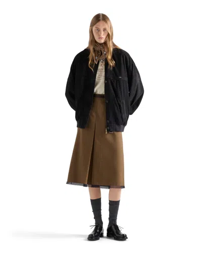 Prada Suede Blouson Jacket In Black