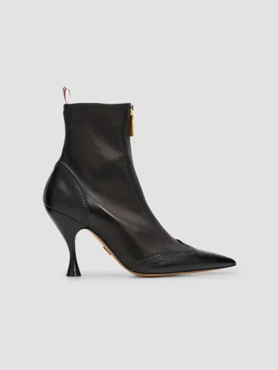 Thom Browne 90mm Wingtip Leather Booties In Black