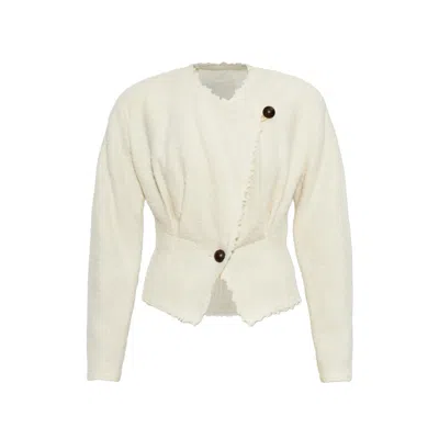 Isabel Marant Suna Asymmetrical Virgin Wool Blend Jacket In Neutrals