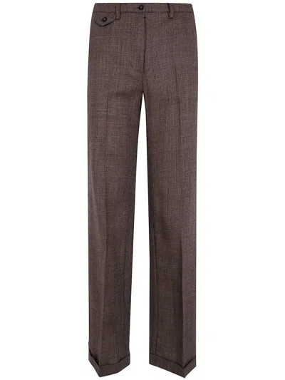 Seventy Houndstooth-pattern Wool Trousers In Brown