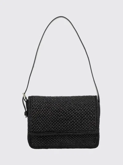 Manebi Shoulder Bag Adjustable Strap Woven Texture In Black