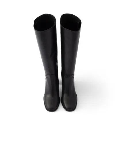 Prada Leather Boots In Black