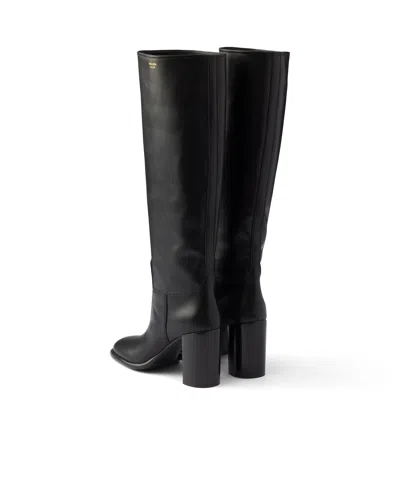 Prada Leather Boots In Black