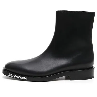 Balenciaga Square-toe Leather Boots In Black