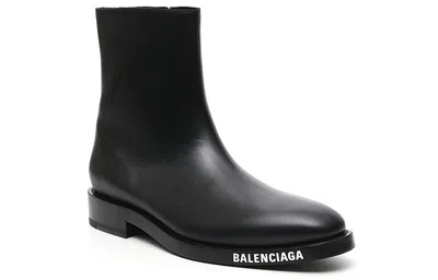 Balenciaga Square-toe Leather Boots In Black
