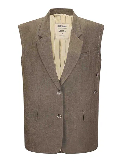 Uma Wang Kaiwan Herringbone Jacket In Brown