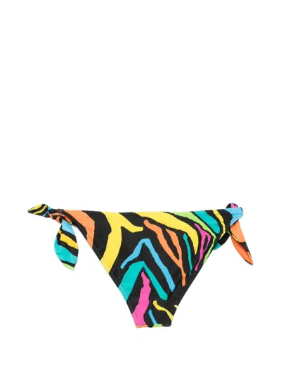Moschino 지브라 프린트 사이드 타이 비키니 브리프 In Multi