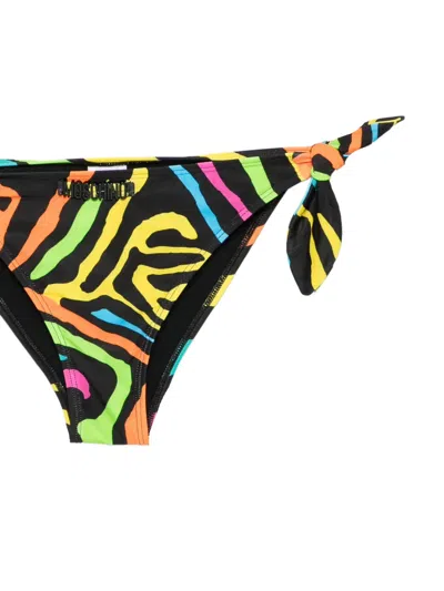 Moschino 지브라 프린트 사이드 타이 비키니 브리프 In Multi