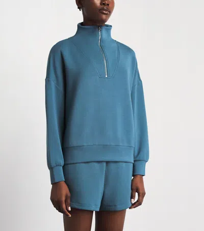 Varley Doublesoft Hawley Half-zip Sweatshirt In Blue