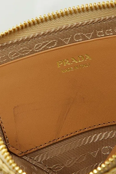 Pre-owned Prada Raffia Mini Triangle Shoulder Bag In Neutral